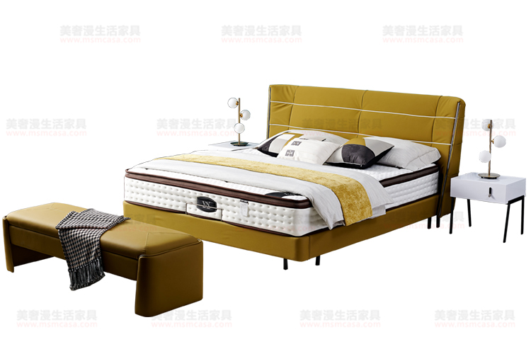 美奢漫極簡(jiǎn)水性磨砂皮臥室軟床WN-C2111#